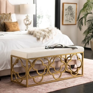 SAFAVIEH Fleur Moroccan Glam Velvet Rectangle Bench