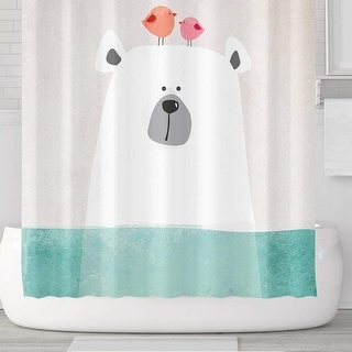 Polar Bear in Water Waterproof Shower Curtain Set with Hooks 71''x71'' - Multi-Color