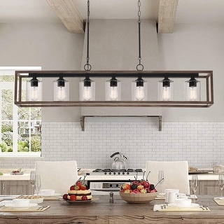 Acroma 52in Farmhouse 7-light Linear Chandelier Rectangle Kitchen Island Lights - 52'' W x 8'' D x 11'' H