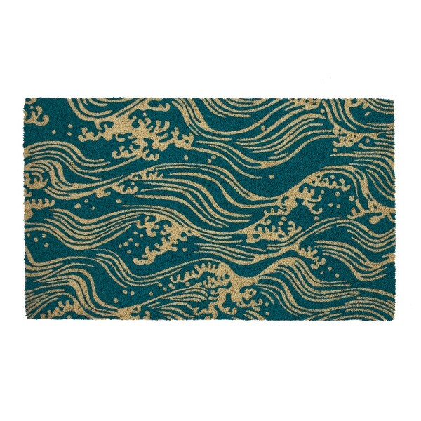 Entryways Victoria and Albert Museum Waves Blue Natural Coir Doormat