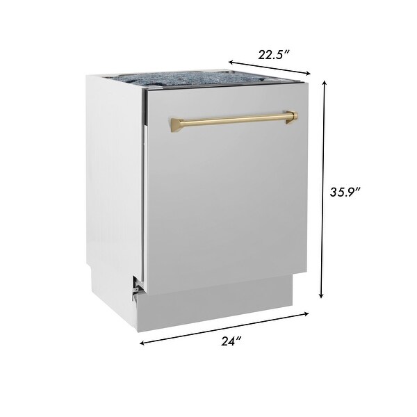 ZLINE Autograph Edition 24" 3rd Rack Top Control Tall Tub Dishwasher in Stainless Steel