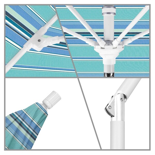 California Umbrella 9' Rd. Aluminum/Fiberglass Rib Patio Umb, Deluxe Crank Lift/Collar Tilt, White Finish, Sunbrella Fabric
