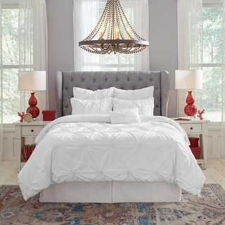 Pointehaven Knotted Oversized Pintuck Percale Cotton Comforter Set