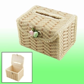 Natural Bamboo Handmade Tissue Box Cover Holder for Vehicle - Beige