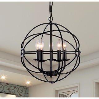 Meila 5-light Black 16-inch Spherical Chandelier