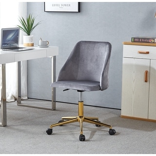 Porthos Home Ryo Swivel Office Chair, Velvet, Gold Chrome Legs