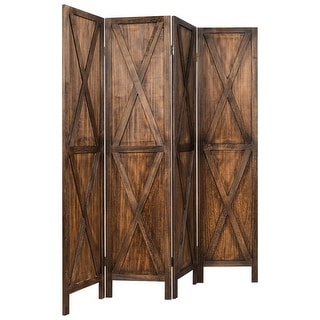 Gymax 5.6Ft Folding 4-Panel Wood Room Divider Privacy Screen Home - See Details