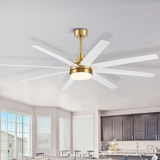 65" Gold Ceiling Fan with LED Lighting Remote Control (8 Blade) - 65 inch