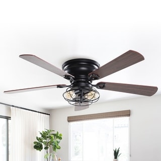 48 in. Indoor Low Profile Matte Black Ceiling Fan with Light Kit - 48 in