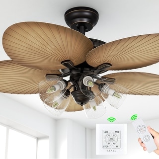 Moasis 52" Tropical 5-Blade Palm Leaf Ceiling Fan with Light