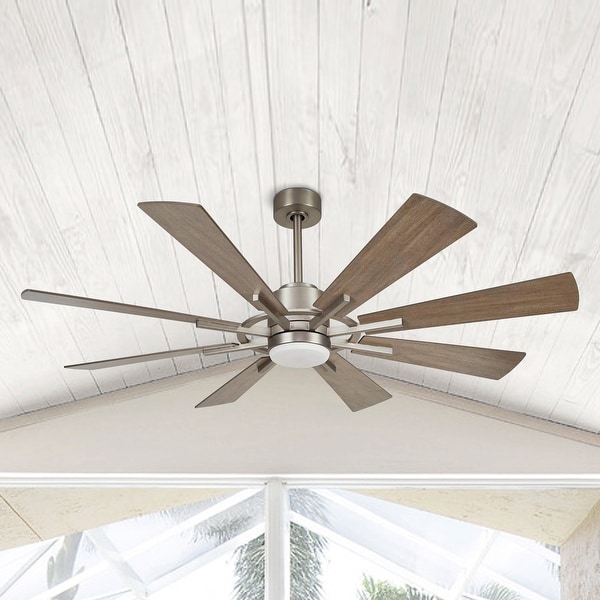 60" Modern Farmhouse 8-Blade Windmill LED Ceiling Fan with Light and Remote