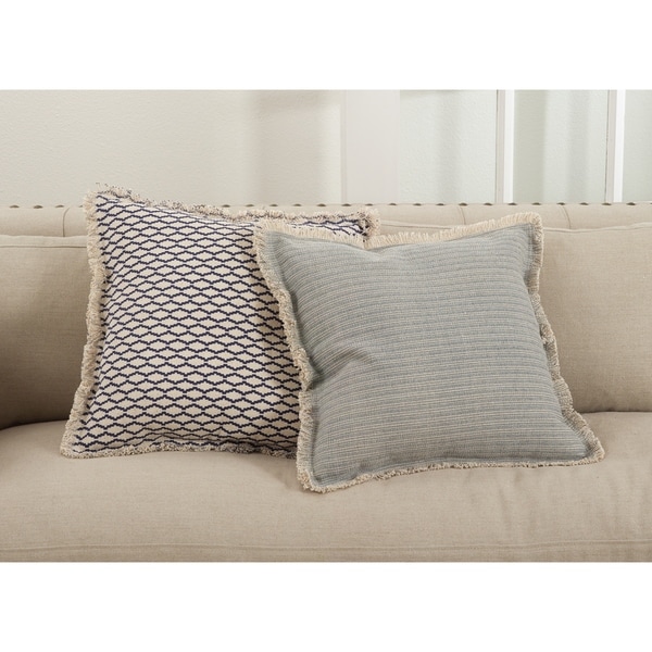 Canberra Collection Fringed Pinstriped Down Filled Cotton Throw Pillow