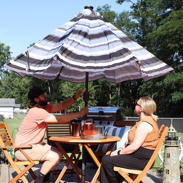 Sunnydaze 9-Foot Aluminum Solar LED Lighted Umbrella with Tilt & Crank