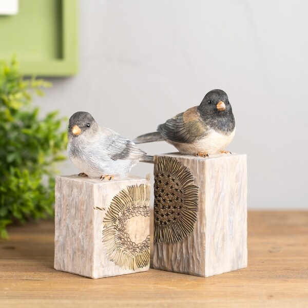 Bird on Block (Set of 2) - 4 x 2.5 x 6.25; 4.25 x 2.5 x 5.5