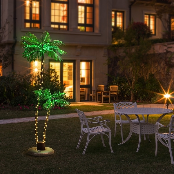 6 FT Solar LED Artificial Palm Trees for for Yard Tropical Party Christmas - 6 FT