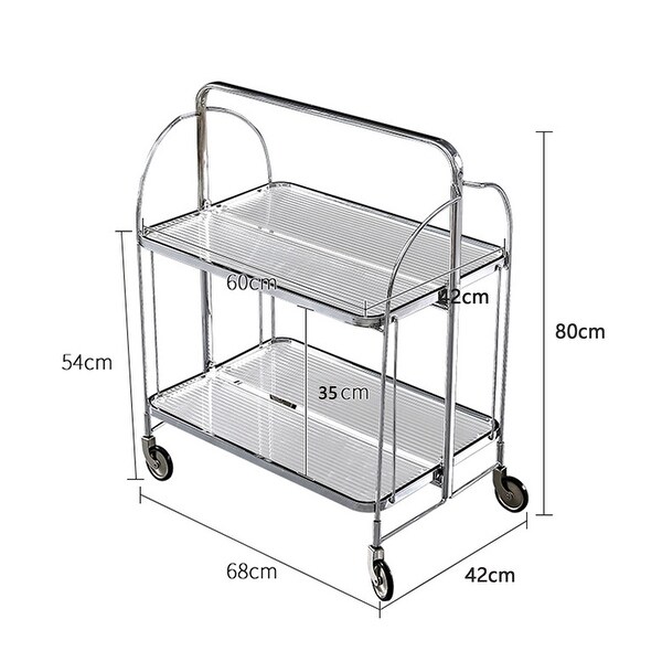 2 Tier Rolling Metal Serving Cart for Kitchen, Party, Dining Room and Living Room