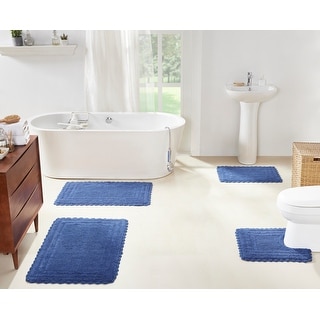 Better Trends Lilly Crochet 100% Cotton Reversible Tufted 4 Piece Bath Rug Set