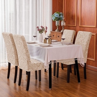 Subrtex Set-of-4 Stretch Dining Chair Cover Jacquard Damask Slipcovers