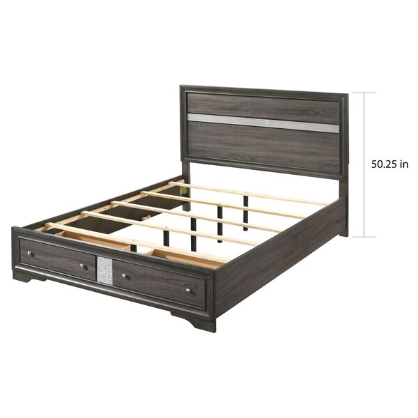 Bara Contemporary Grey Solid Wood Storage 3-Piece Platform Bedroom Set by Silver Orchid