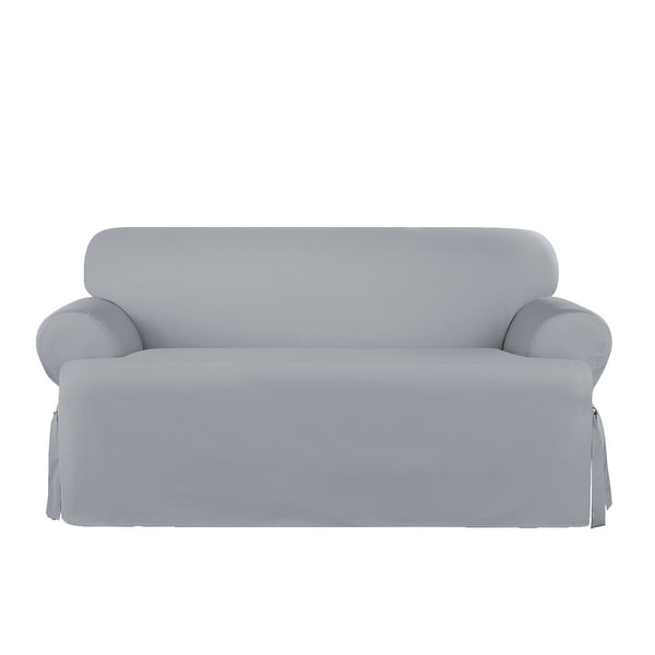 SureFit Heavy Weight Cotton Canvas 1 Piece T Cushion Loveseat Slipcover