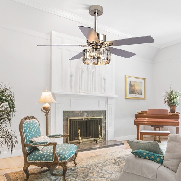 52" Crystal Chandelier 5-Blade Ceiling Fan with Light Kit and Remote