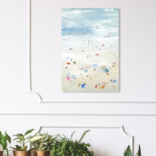 Wynwood Studio 'Tiny People' Nautical and Coastal Wall Art Canvas Print Coastal - Blue, Yellow