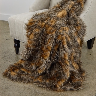 Plutus Porcupine Mocha Faux Fur Luxury Throw