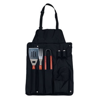 Chef Buddy BBQ Black Apron and Utensil 7-piece Set - 1.25 x 17 x 23.75