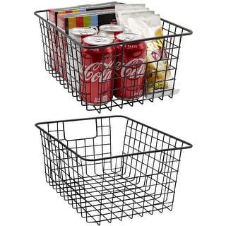 Stackable Baskets Storage Bin Metal Wire Organizers Iron (2-Pack) - 2-Pack