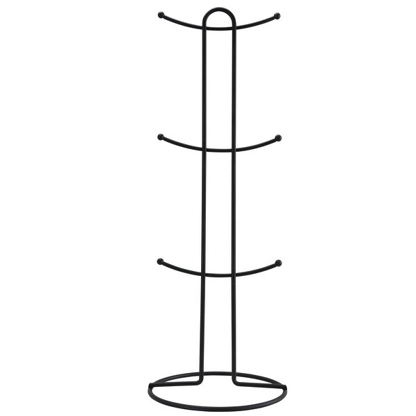 Sculpted Wave Pattern 12 Ounce Assorted Colors Mug Set with Stand 6 Pieces