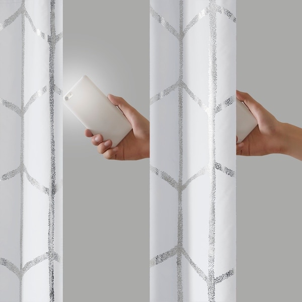 Intelligent Design Khloe Total Blackout Metallic Print Grommet Top Single Curtain Panel