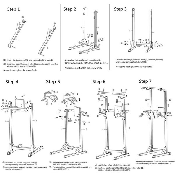 Adjustable Height 62.2" to 84.5" Strength Power Tower Dip Station Pull Up Bar Workout Equipment, Holds Up to 660LBS
