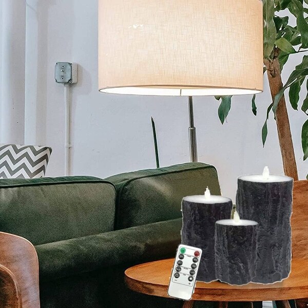 Flameless Candle, 3 PCS Flickering Battery Operated, Black lickering Electric Candles with Remote Control (Black)