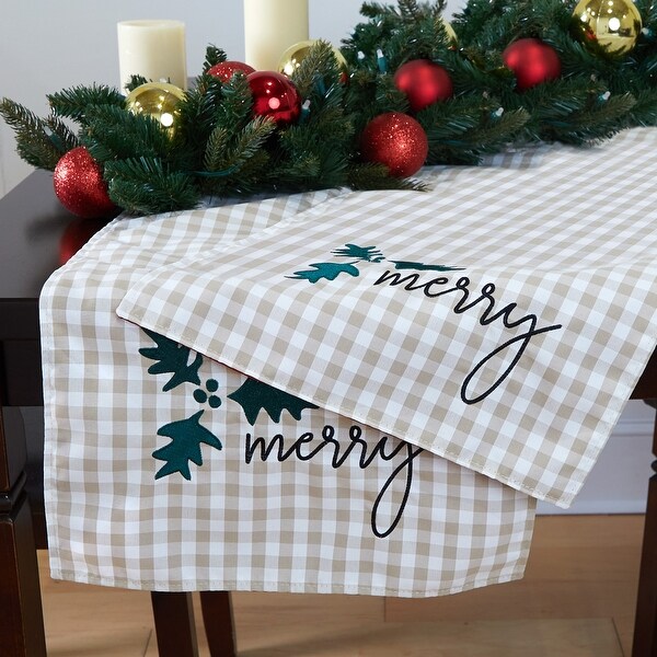 Humble + Haute Sunbrella Two-sided Embroidered "Merry" Christmas Table Runner