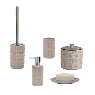 5-Piece Bathroom Accessories Set Spirella 3D Relief Beige Porcelain
