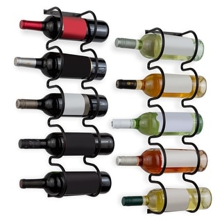 Wallniture Dijon 5-Sectional Wine Rack Wall Mounted or Under Cabinet Organizer, Black (Set of 2)