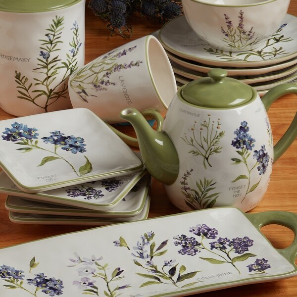 Certified International Fresh Herbs 3-Piece Canister Set, 52 oz., 74 oz., 96 oz. - 52 oz., 74 oz., 96 oz.