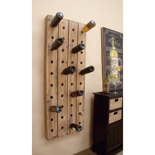 Brown Wood Rustic Farmhouse Wall Peg Wine Rack Collection