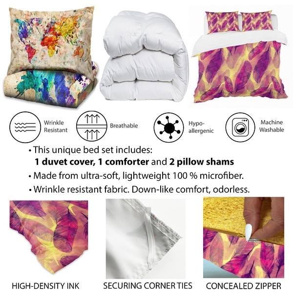 Designart 'Tropical VIntage Flowers I' Tropical Duvet Cover Comforter Set