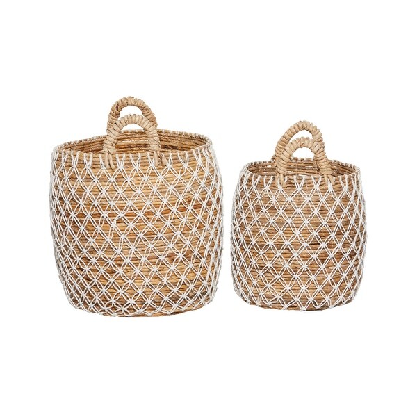 Brown Banana Leaf Coastal Storage Basket (Set of 2) - S/2 19", 17"H