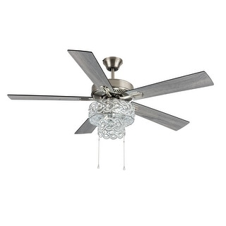 Copper Grove Olivia Satin Nickel 52-in. Beaded Braid LED Ceiling Fan - 52"L x 52"W x 21"H