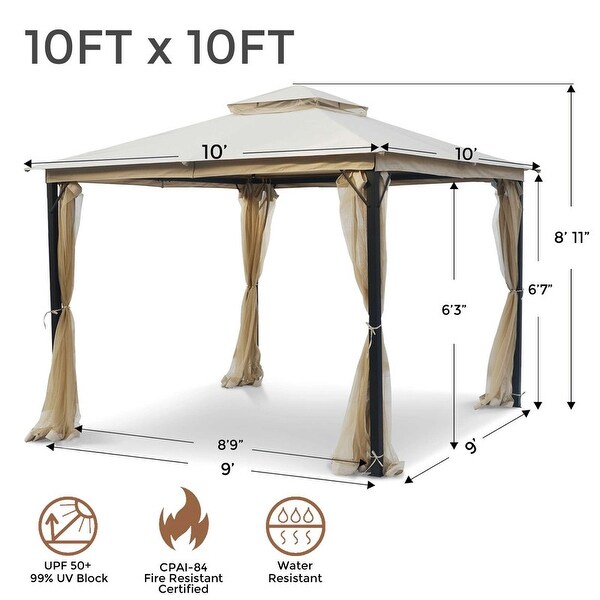 10 ft. x 10 ft. Soft Top Steel/Metal Outdoor Patio Gazebo
