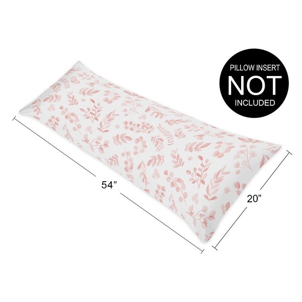 Blush Pink and White Floral Leaf Body Pillow Case Pillow Not Included Boho Chic Bohemian Watercolor Botanical Flower Woodland