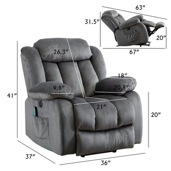 Cozy Power Lift Recliner, Modern Fabric Massage Recliner Sofa Home Theater Seating with Heat & Vibration Massage Function