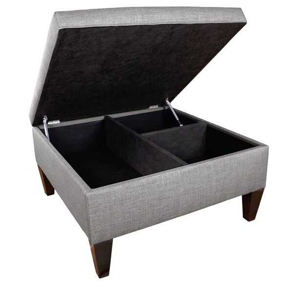 MJL Furniture Manhattan Espresso Fabric Upholstered Organizational Cocktail Ottoman Table