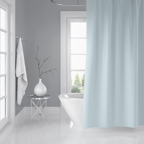 DEEP CHEVRON LIGHT BLUE Shower Curtain By Kavka Designs