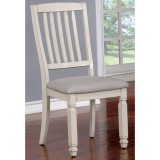 Furniture of America Keer Country White Slat Back Dining Chairs (Set of 2)