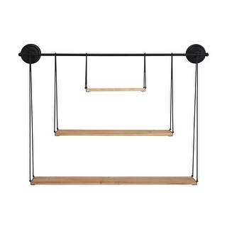 30" 3 Tier Metal and Wood Wall Shelf