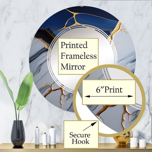Designart 'Abstract Geode Blue I' Printed Abstract Marble Wall Mirror