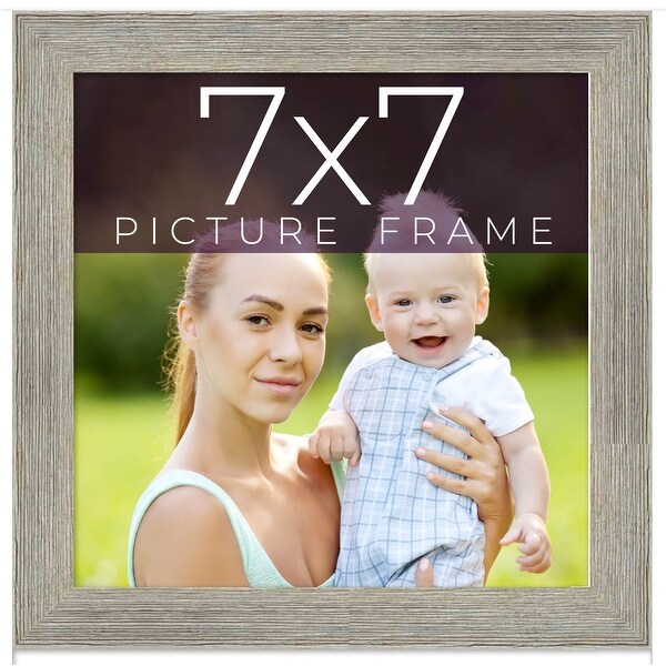 7x7 Grey Picture Frame - Wood Picture Frame Complete with UV Acrylic,